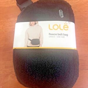 New Lole Unisex Fleece Belt Bag Black One Size Two-Way Zipper